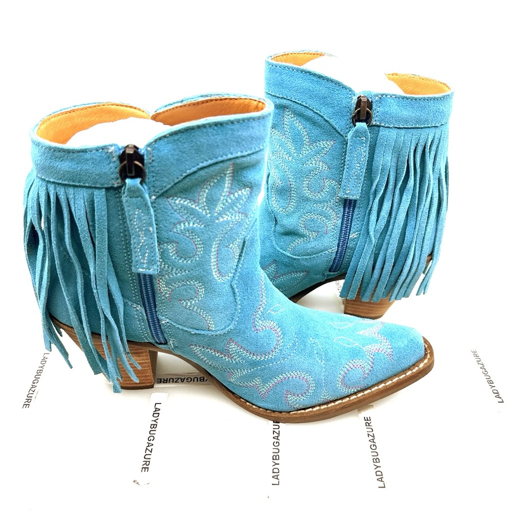 NWOB Dingo Women’s Stylish Blue Embroidered Boots Size 7 - Picture 6 of 11